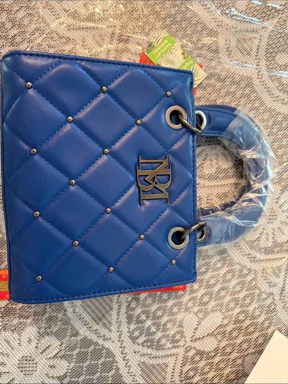 Badgley Mischka Quilted Mini Satchel in Royal Blue